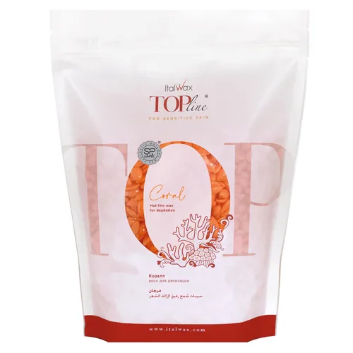Italwax Top Line - Cuentas de cera dura de coral de 1.65 libras (26.46 oz) – Cera cremosa de agarre fuerte para bikini y cabello grueso, adecuada