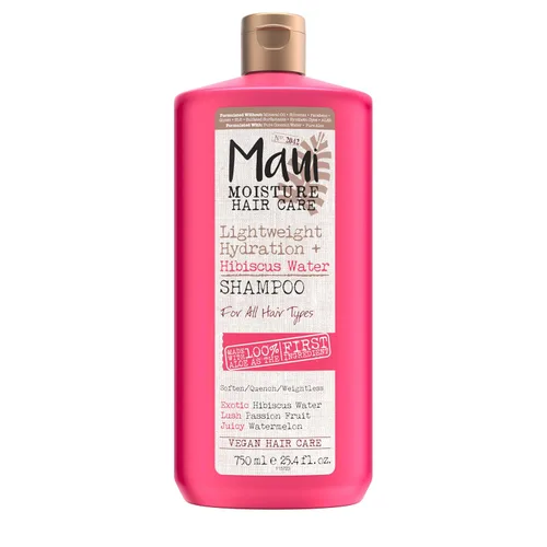 Maui Moisture Champú de agua ligero de hidratación + hibisco, champú hidratante suaviza y apaga el cabello ondulado y rizado con aloe vera,