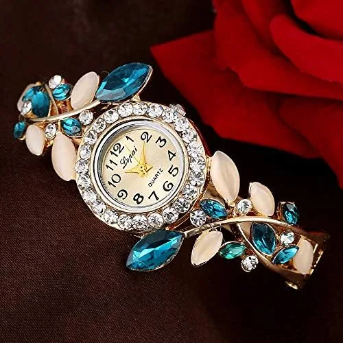 Vista 2 de COOKI - Reloj de pulsera analógico de aleación de cuarzo con flecos esfera creativa relojes de moda para mujer