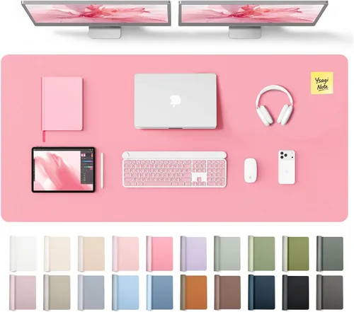 Vista 37 de YSAGi Protector de escritorio de cuero, tapete de oficina, alfombrilla grande para mouse, secante de cuero PU antideslizante, escritorio