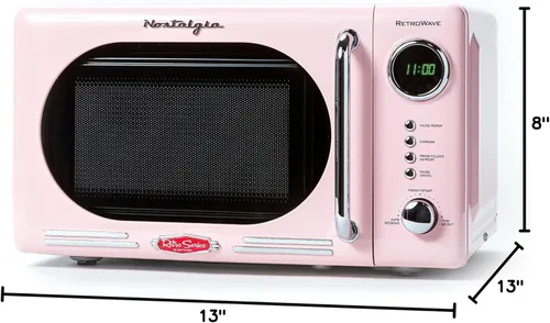 Vista 8 de Nostalgia Horno microondas retro compacto para encimera, 0.7 pies cúbicos, 700 vatios y tostadora ancha retro Nostalgia de 2 rebanadas, diseño