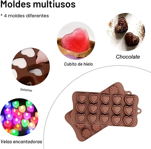 Vista 5 de La chat 2 paquetes de moldes de silicona para chocolate, molde antiadherente de grado alimenticio para hornear, dulces y mantequilla con diferentes