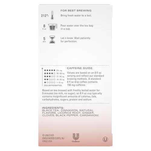 Vista 3 de TAZO Bolsas de té negro Chai con especias de calabaza, té moderado con cafeína, 20 bolsas de té en total