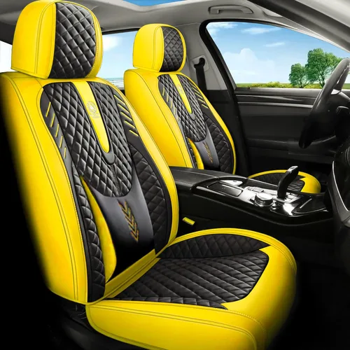 Vista 12 de INZU Juego completo de fundas de asiento de automóvil de 5 asientos, ajuste universal, adecuado para la mayoría de automóviles, SUV, bolsas de aire