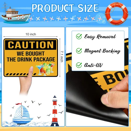 Vista 4 de LEIFIDE 2 piezas de imanes de puerta de crucero, decoraciones grandes de precaución, divertidas calcomanías de cabina para carnaval, puerta