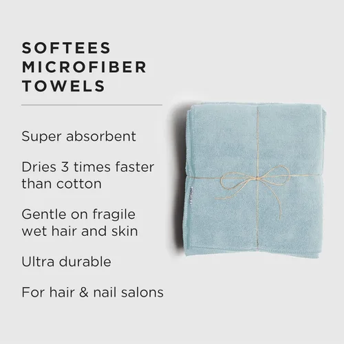 Vista 2 de Toallas de microfibra Fromm Softees para peluqueros, barberos, spa, gimnasio en Aqua, 16" por 29", 10 unidades. Toalla perfecta para el cuidado