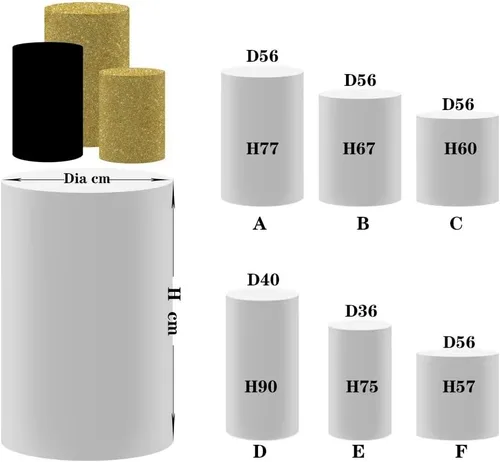 Vista 4 de NIVIUS PHOTO Cubierta cilíndrica de tela elástica con efecto brillante dorado para decoración de cumpleaños, despedida de soltera, 14.2 x 29.5 in