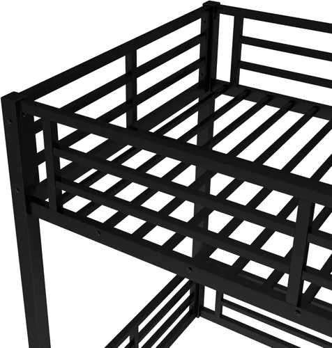 Vista 7 de Harper & Bright Designs Litera baja con escaleras, literas bajas de tamaño individual XL sobre individual XL, litera de metal resistente