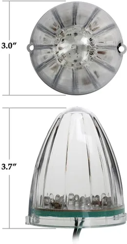 Vista 7 de Partsam 7 unids Top Roof Running Amber Cab Marker Lights 17LED Clear Lens Reemplazo para Peterbilt Freightliner Mack Truck Trailer