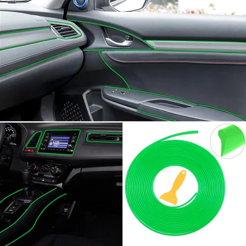 Vista 9 de Tiras decorativas para interior de automóvil, impermeables, ajuste universal y flexibles, tiras para insertar, incluye herramienta de instalación
