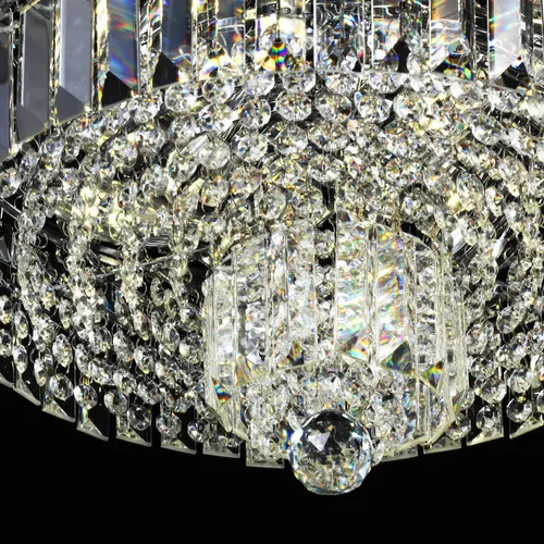 Vista 5 de Candelabros de cristal de montaje empotrado, 6 luces, lámpara redonda moderna K9, cerca del techo, accesorios para comedor, dormitorio, entrada