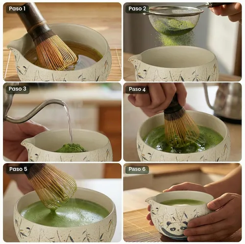 Vista 7 de Juego de batidor de matcha de 7 piezas con cuenco y batidor de 100 puntas