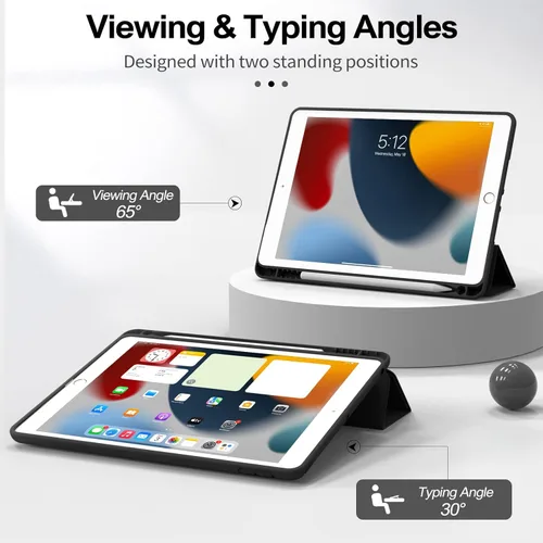 Vista 6 de KenKe Funda para iPad de 9ª generación 2021, iPad de 8ª generación 2020, iPad de 7ª generación 2019 de 10.2 pulgadas, soporte para lápiz integrado