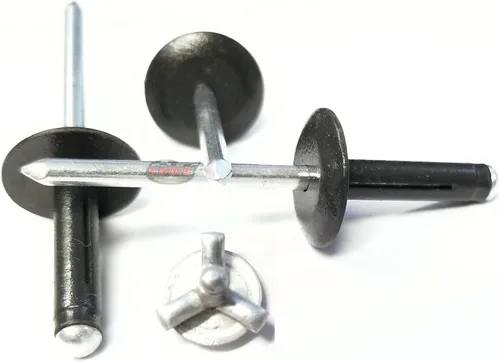 Vista 3 de Revestimientos explosivos negros de 3/16" con mandril de aluminio de cabeza grande tri-pliegue de 0.040 - 0.354 Rango de agarre