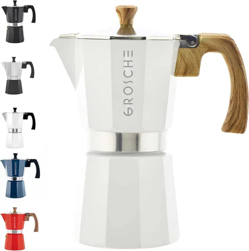 Vista 12 de GROSCHE Milano Cafetera Moka para estufa, para 9 tazas de café expreso, de 15.2 onzas, azul. Cafetera de estufa Moka, espresso italiano, greca