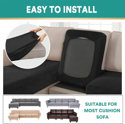 Vista 4 de OKYUK Fundas de terciopelo para sofá modular, 4 piezas, fundas de cojín de asiento de sofá, en forma de L, funda de cojín elástica para sofá