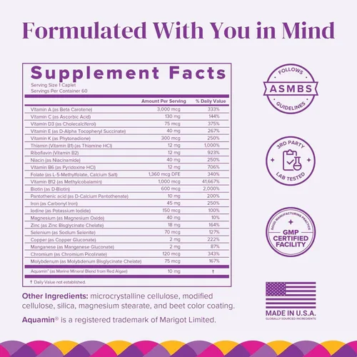 Vista 2 de BariMelts Multivitamínico bariátrico una vez al día con hierro, 60 comprimidos recubiertos fáciles de tragar (suministro para 2 meses)