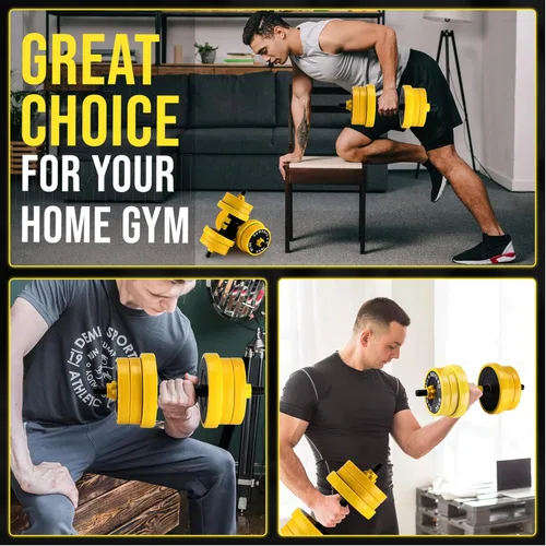 Vista 9 de Juego de mancuernas y mancuernas ajustables de 44 libras, juego de mancuernas ajustables 2 en 1 para gimnasio en casa
