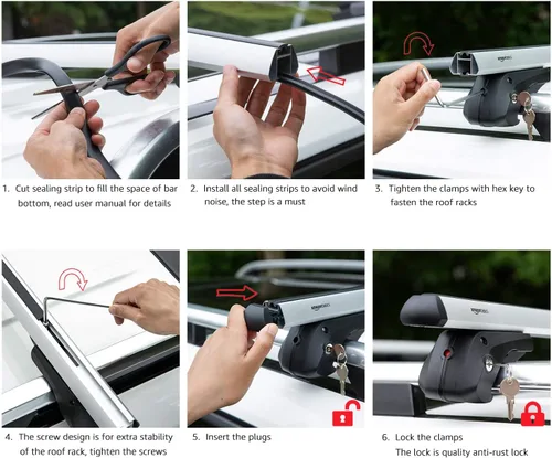 Vista 4 de Yaxa Basics Portaequipajes para techo de riel cruzado, 52 pulgadas, se adapta a tramos de hasta 46 pulgadas entre rieles laterales elevados