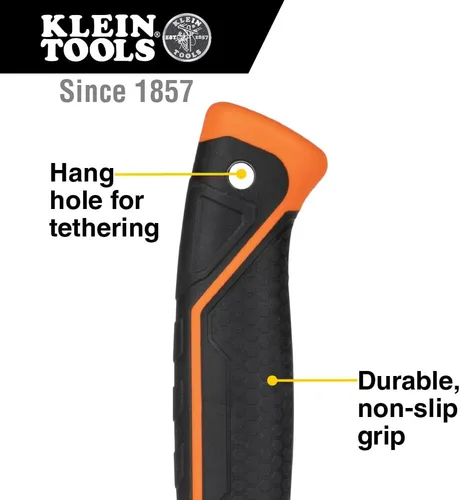 Vista 4 de Klein Tools H80718 Martillo de garra recta con cabeza lisa, 18 onzas, mango de agarre antideslizante de fibra de vidrio con orificio de sujeción, 15