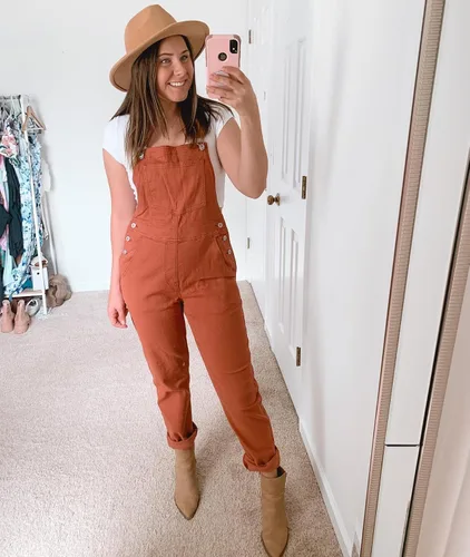 Vista 3 de LookbookStore - Overol de mezclilla elástico e informal para mujer, pantalones y pechera con bolsillos