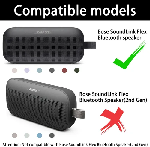 Vista 2 de co2CREA Funda de silicona suave de repuesto para altavoz portátil Bose SoundLink Flex Bluetooth (funda de silicona, funda negra)