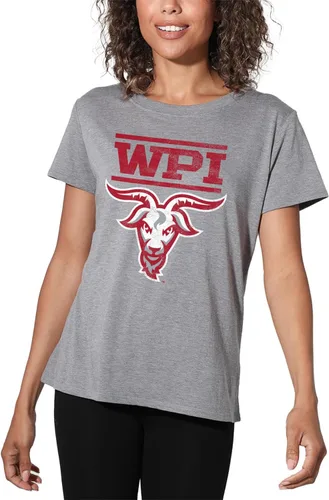 Vista 447 de Colección oficial de camisetas sueltas con logotipo desgastado grande universitario para mujer, jaspeado atlético