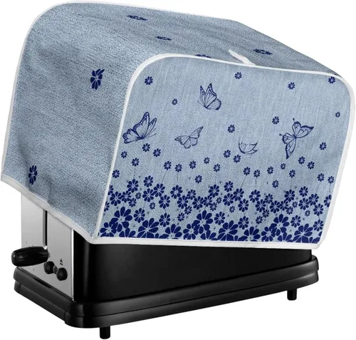 Vista 5 de Belidome Cubiertas para tostadora con estampado floral de mariposa azul, ranura ancha, para hacer pan, a prueba de polvo, a prueba de huellas