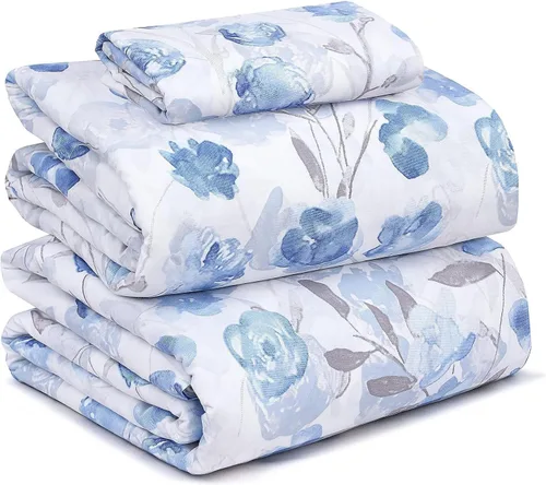 Vista 132 de RUVANTI Sábanas 100% algodón percal tamaño Queen, diseño floral refrescante y transpirable, duraderas, con una sensación nítida, suave y cómoda
