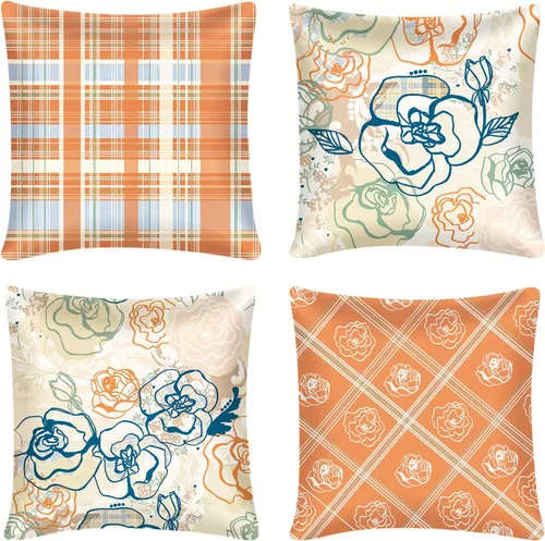 Paquete de 4 fundas de almohada fundas de almohada cuadradas decorativas fundas de cojín suaves paquete de 4 fundas de almohada de 18 x 18 pulgadas