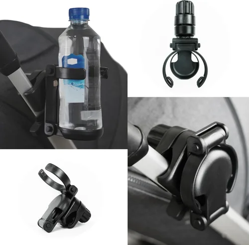 Vista 4 de Soporte plegable para cochecito de bebé, soporte universal de plástico para bebidas con abrazadera antideslizante, adecuado para botellas