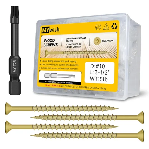 Vista 14 de 77 tornillos de madera #10 x 2-1/2 pulgadas, caja de 1 libra, tornillos de cubierta de 2 1/2 pulgadas, cabezal Torx T25, tornillos de construcción