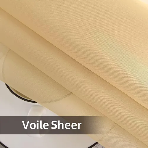 Vista 9 de SpaceDresser Cortinas traslúcidas impermeables para patio y exteriores – 2 paneles de cortina transparente con bolsillo para barra para sala de Beige