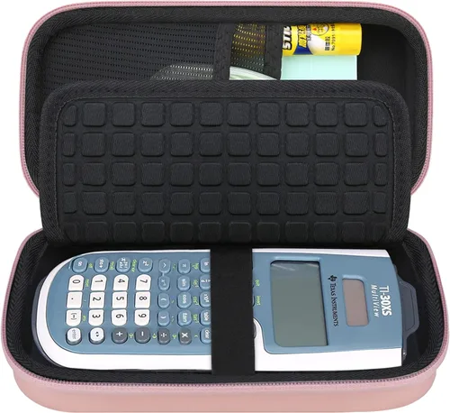 Vista 9 de Canboc Funda de transporte para calculadora científica Texas Instruments TI-30XS/TI-36X Pro MultiView, bolsa de malla para cable, baterías, Negro