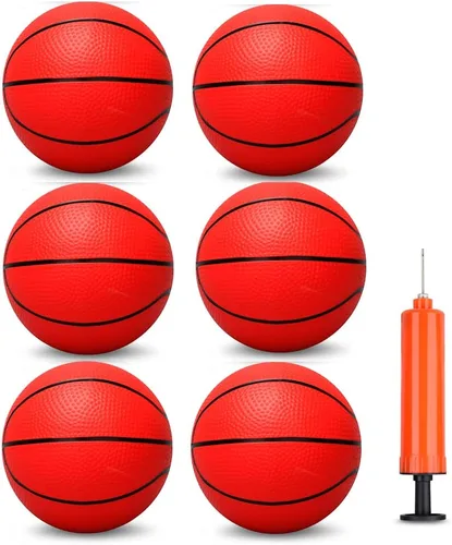 Vista 9 de Umnodobn Mini baloncesto de PVC de 6 pulgadas para mini aros de interior, bolas de goma suave de 6 pulgadas para juegos de aros sobre la puerta