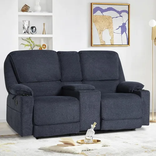 Vista 54 de KIGOTY Juego de 2 muebles de sala de estar, el juego de sofá reclinable incluye sofá reclinable reclinable y silla reclinable de masaje, juego