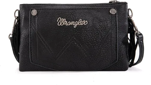 Vista 4 de Wrangler Bolso Cruzado Pequeño para Mujeres Bolso de Muñeca con Flecos Bolso Occidental