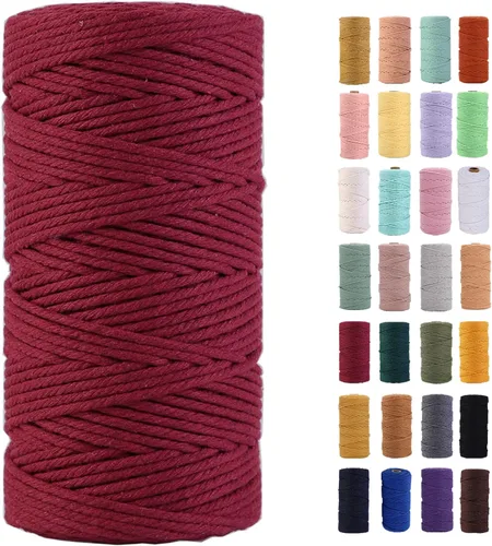 Vista 59 de Cuerda de macramé azul aire de 0.079 in x 220 yardas, cuerda de algodón colorido de algodón suave para colgar en la pared, colgadores de plantas