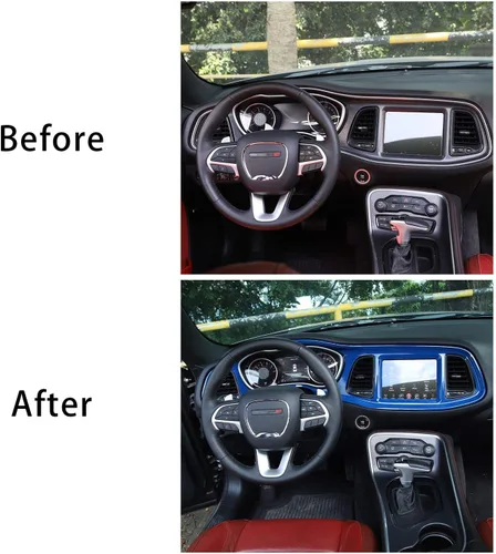 Vista 6 de Voodonala para Consolas Centrales Challenger, Cubierta Protectora del Tablero de Instrumentos para 2015-2024+ Dodge Challenger, Accesorios Azul