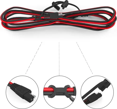 Vista 7 de POWISER - Cable de extensión SAE a SAE de 3 pies, conector de desconexión rápida 16 AWG, para panel solar automotriz, enchufe SAE (3 pies (16 AWG))
