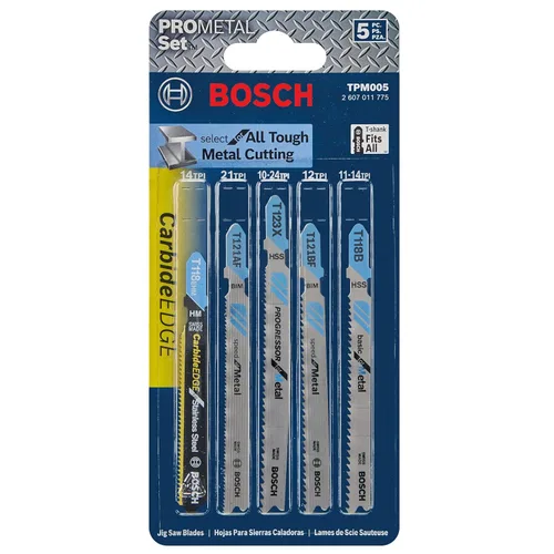 Vista 2 de Bosch TPM005 - Juego de hojas de sierra caladora con mango en T Pro-Metal (5 piezas)