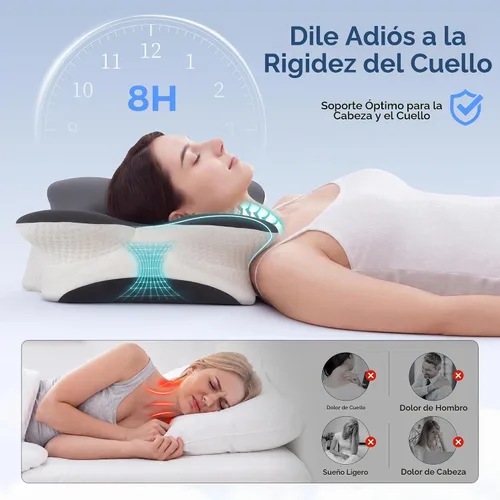 Vista 2 de Vipfree Almohada cervical para el cuello, almohada ergonómica para dormir