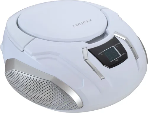 Proscan Elite - Boombox portátil de CD con radio AM/FM - Blanco