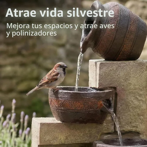 Vista 5 de Sunnydaze - Fuente de agua solar de 30 pulgadas con luz LED