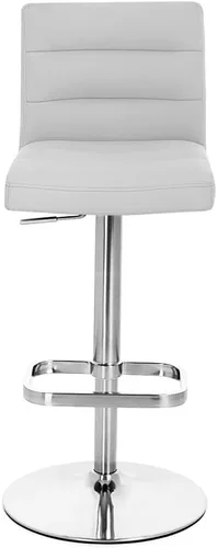 Vista 66 de Zuri Muebles Taburete de bar moderno de altura ajustable gris exuberante con base plana redonda cepillada