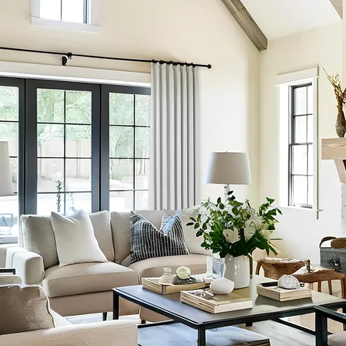 Vista 4 de LUSTROWIN Cortinas plisadas francesas de lino sintético con textura personalizada para dormitorio, cortinas opacas, cortinas de ventana para sala