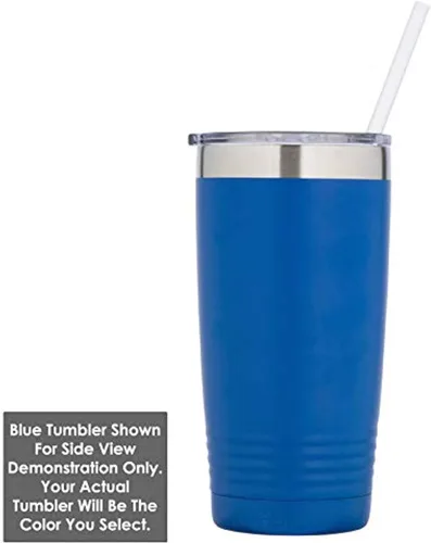 Vista 5 de PROUD ARMY MOM BLUE Vaso de bebida de 20 oz con pajita Taza de viaje grabada con láser con citas divertidas Comparar con Yeti Rambler Idea