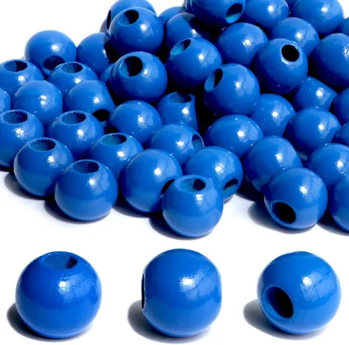 Vista 11 de 240 piezas de cuentas de madera negra de 16 mm para manualidades, cuentas de madera con agujero grande, agujero: 6 mm (negro)