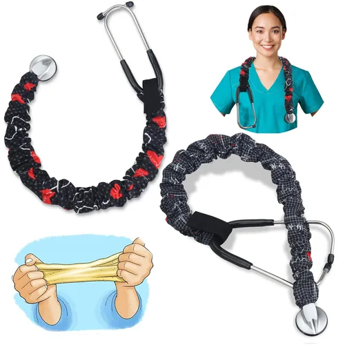 Vista 22 de ABAMERICA Fundas Elásticas Elásticas de Aspecto Delgado para Estetoscopios, Ajuste Universal para Todo Tipo de Estetoscopios