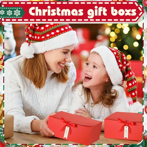 Vista 4 de Maxcheck Juego de 36 cajas rojas para propuesta de dama de honor, cajas de regalo rojas con tapas de 10 x 8 x 4 pulgadas con cinta de agradecimiento